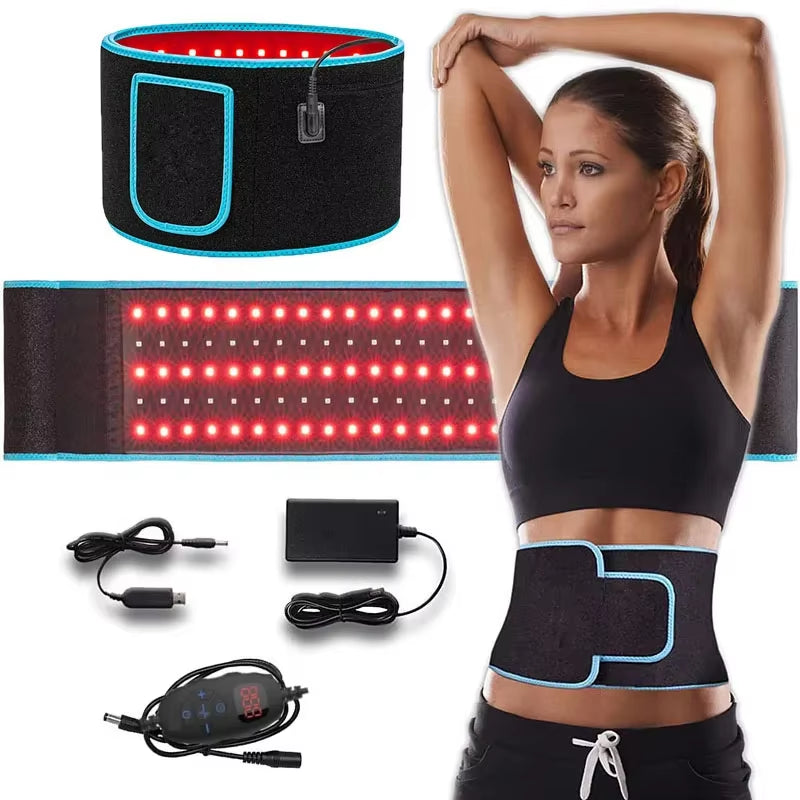 Red &Infrared LED Light Therapy Belt 850Nm 660Nm Back Pain Relief Wrap Burn Fat Belt Slimming Machine Waist Heat Pad Full Body